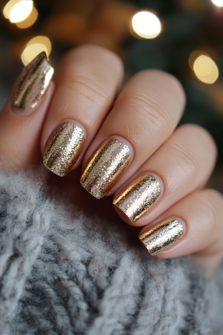 26. Harvest Gold Glint (Short Almond Nail Design Ideas) - Short Almond Nail Design Ideas