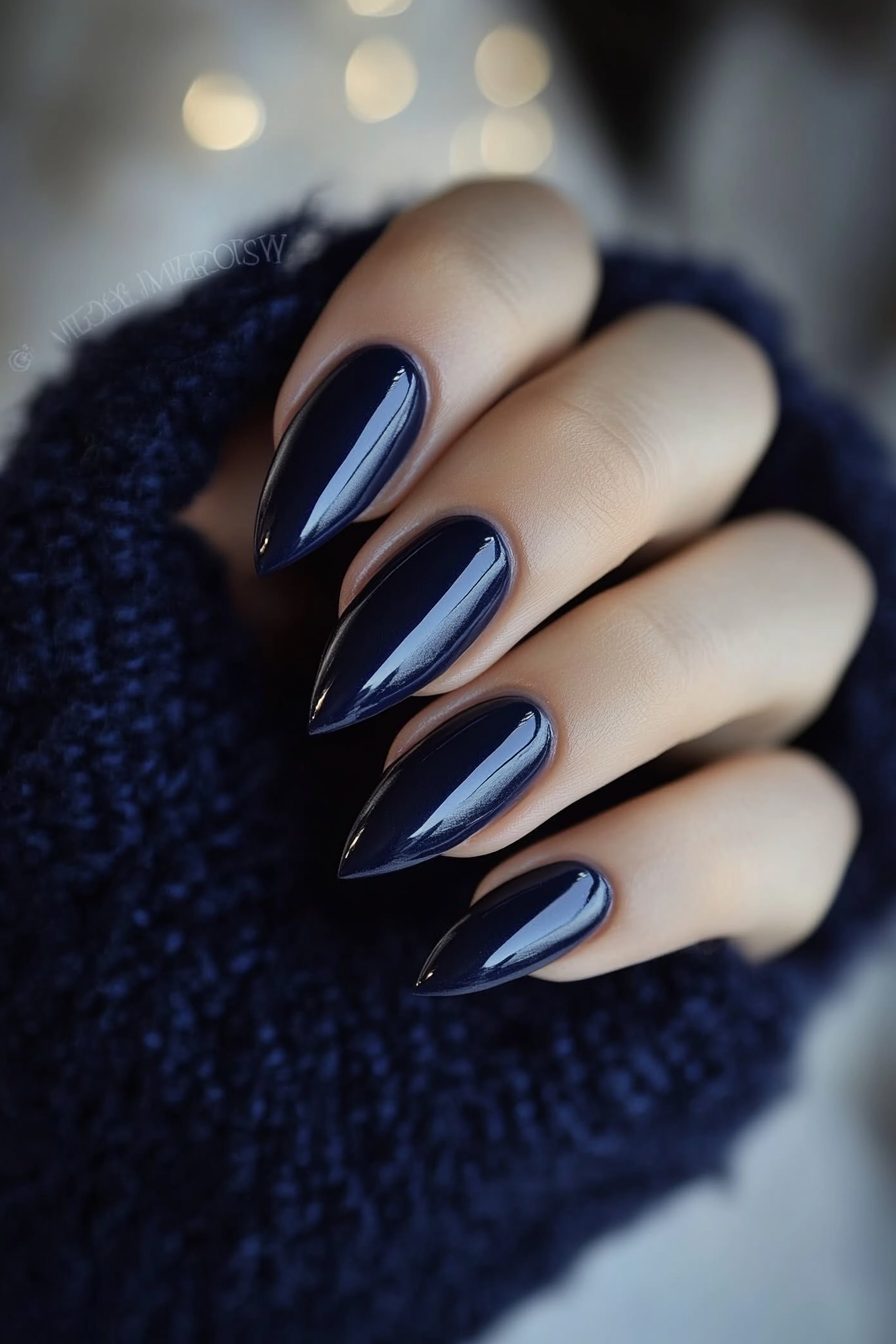 27. Midnight Velvet Blue (Short Almond Nail Design Ideas) - Short Almond Nail Design Ideas