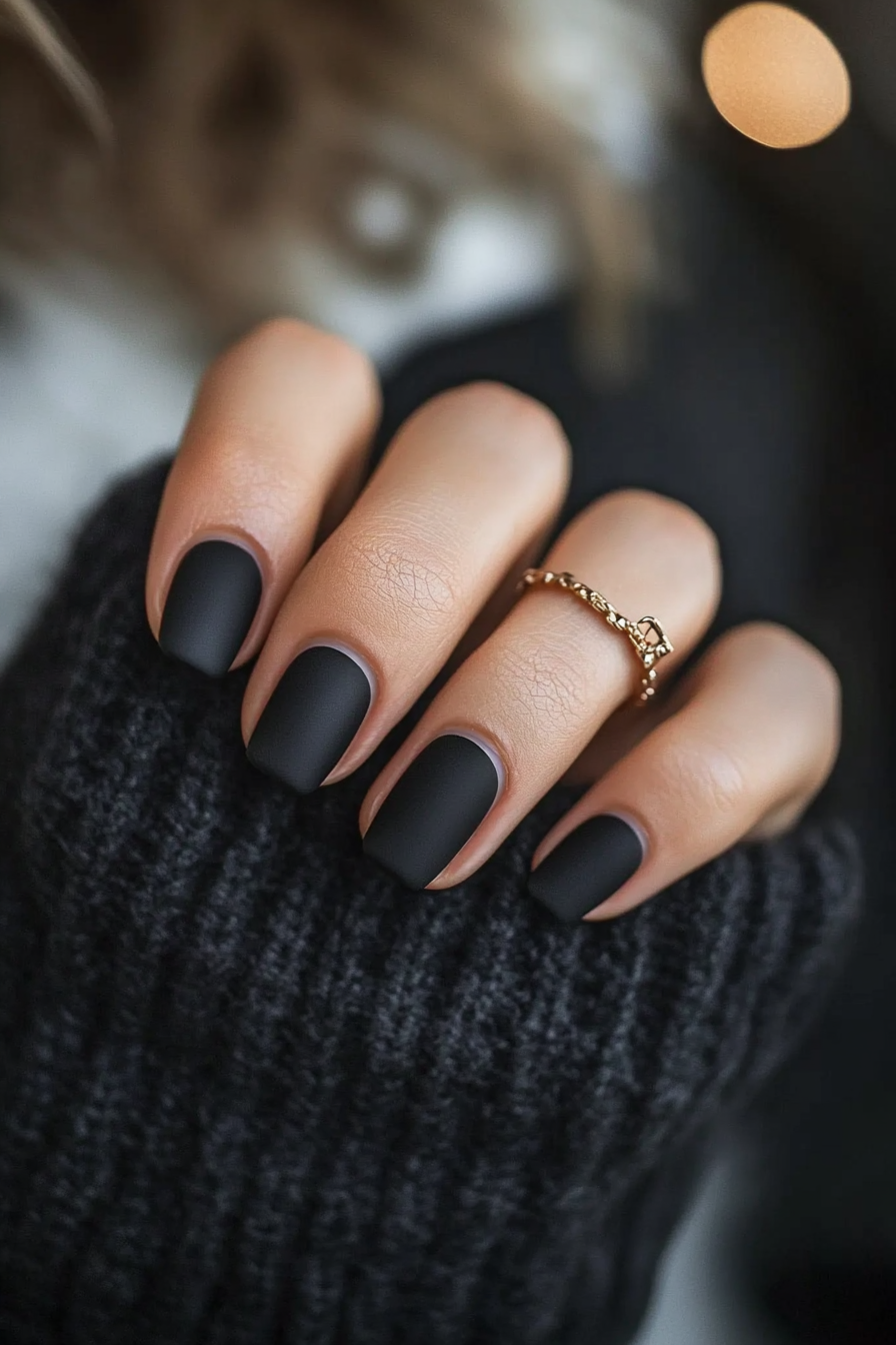 1. Midnight Matte (Short Black Nail Design Ideas) - Short Black Nail Design Ideas
