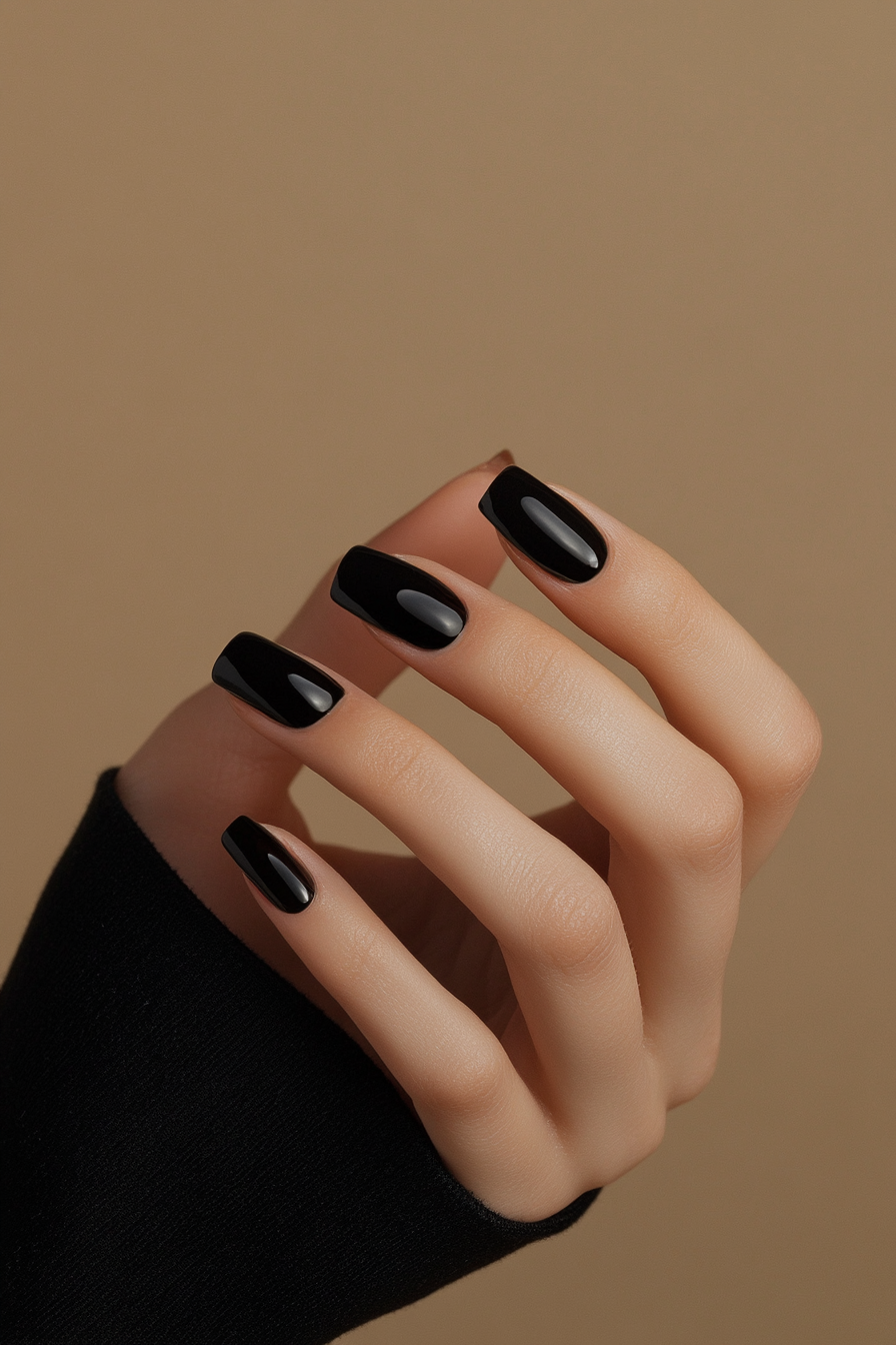3. Elegant Onyx (Short Black Nail Design Ideas) - Short Black Nail Design Ideas