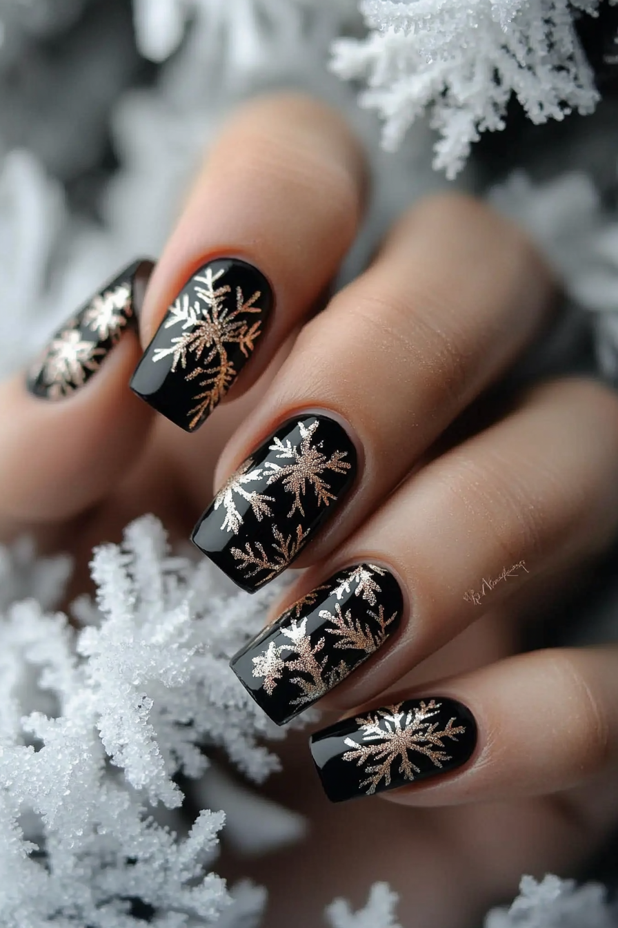 27. Winter’s Edge (Short Black Nail Design Ideas) - Short Black Nail Design Ideas