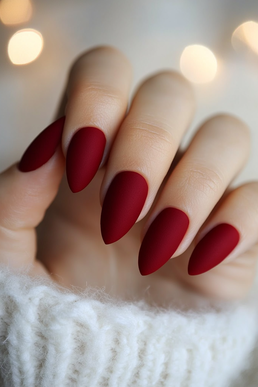 5. Red Velvet Matte (Simple Christmas Nail Design Ideas) - Simple Christmas Nail Design Ideas