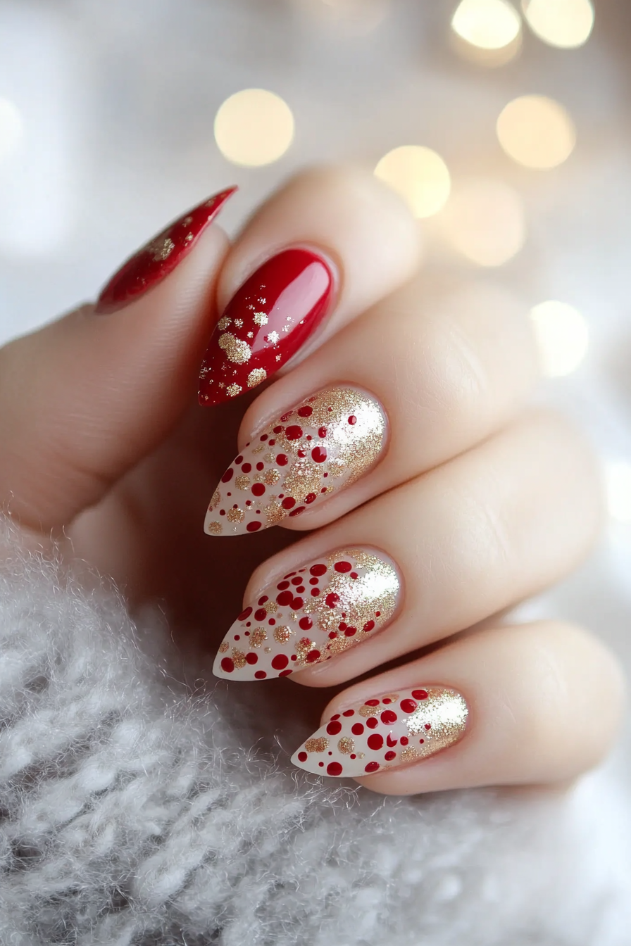 11. Ornament Dotting Design (Simple Christmas Nail Design Ideas) - Simple Christmas Nail Design Ideas