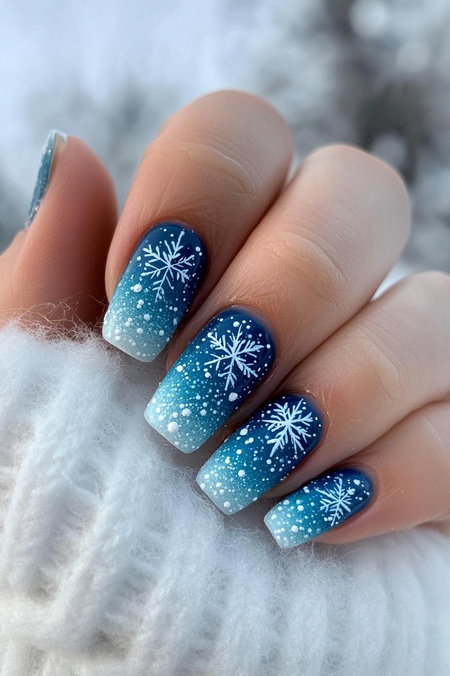 15. Snowfall Gradient (Simple Christmas Nail Design Ideas) - Simple Christmas Nail Design Ideas