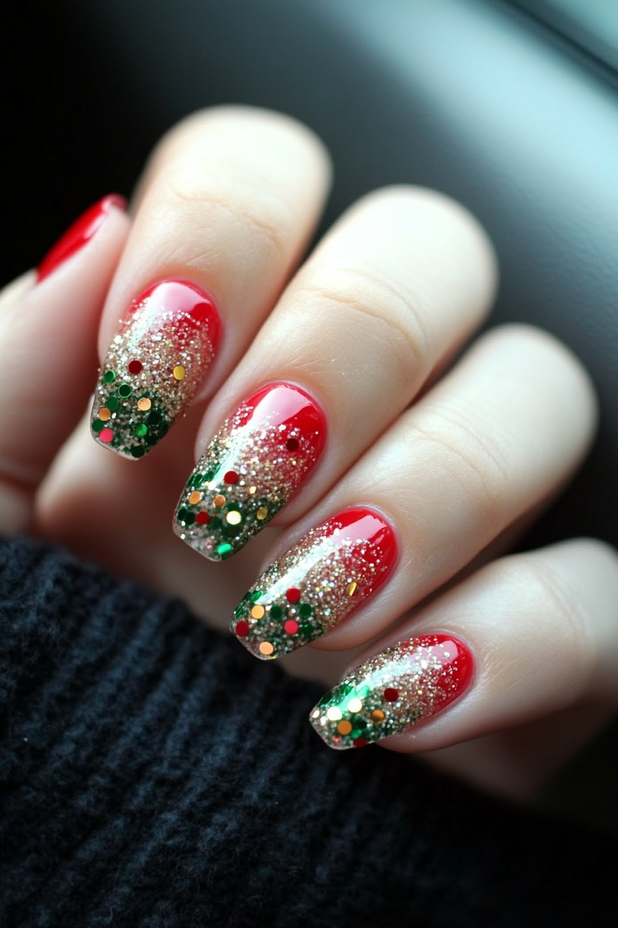 16. Christmas Confetti (Simple Christmas Nail Design Ideas) - Simple Christmas Nail Design Ideas
