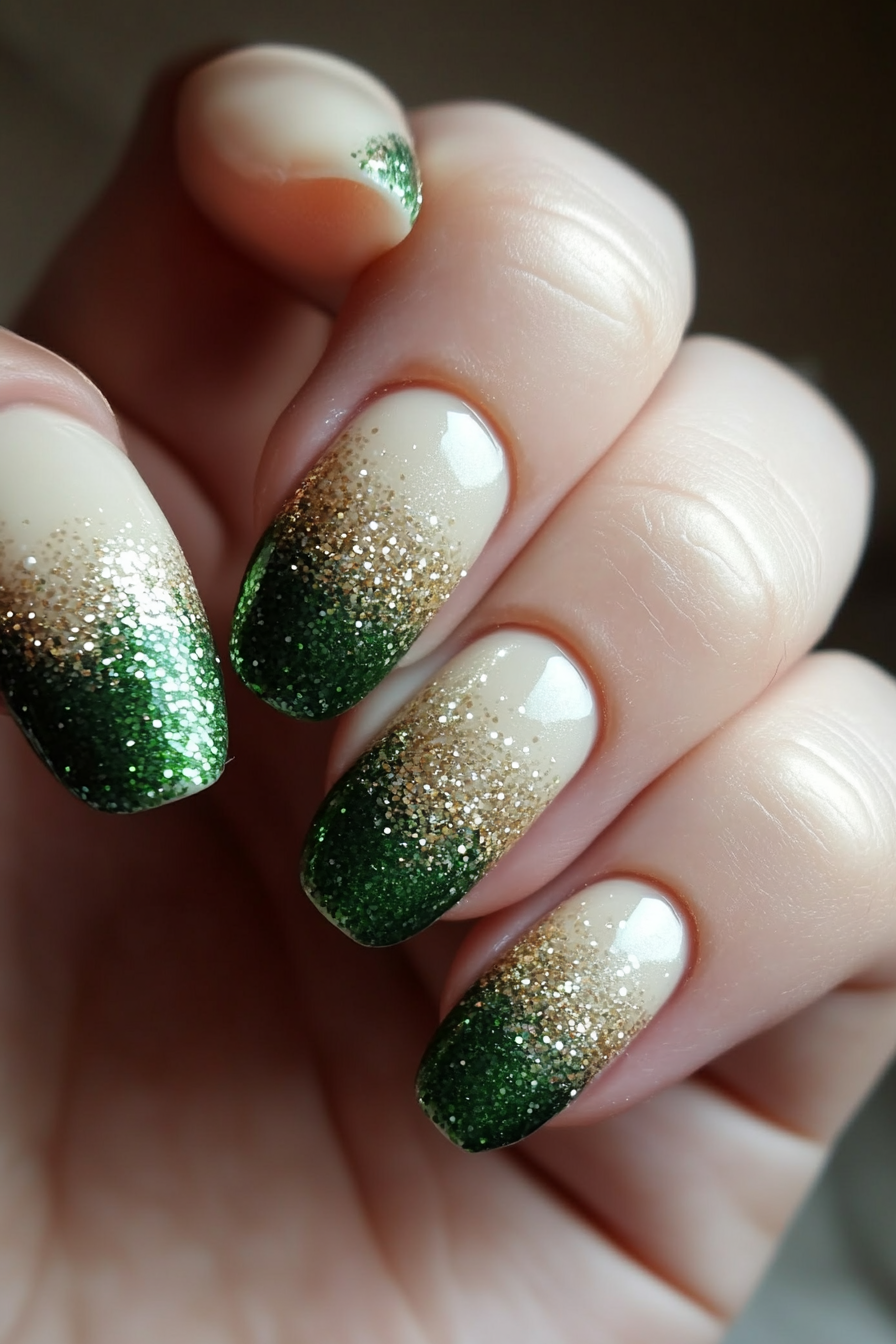 5. Pot of Gold Shimmer (St Patrick'S Day Nail Design Ideas) - St Patrick'S Day Nail Design Ideas