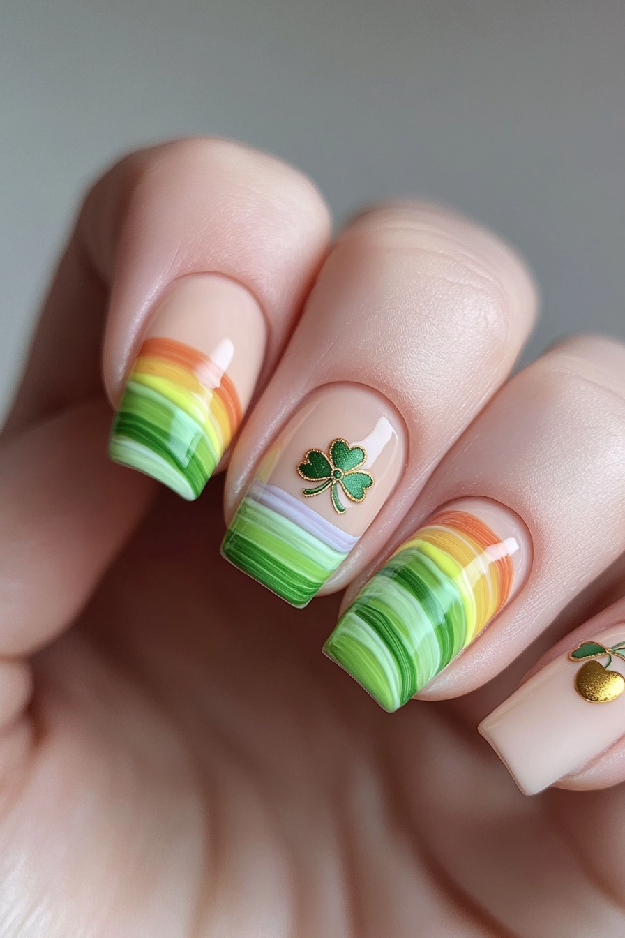 9. Rainbow Connection (St Patrick'S Day Nail Design Ideas) - St Patrick'S Day Nail Design Ideas