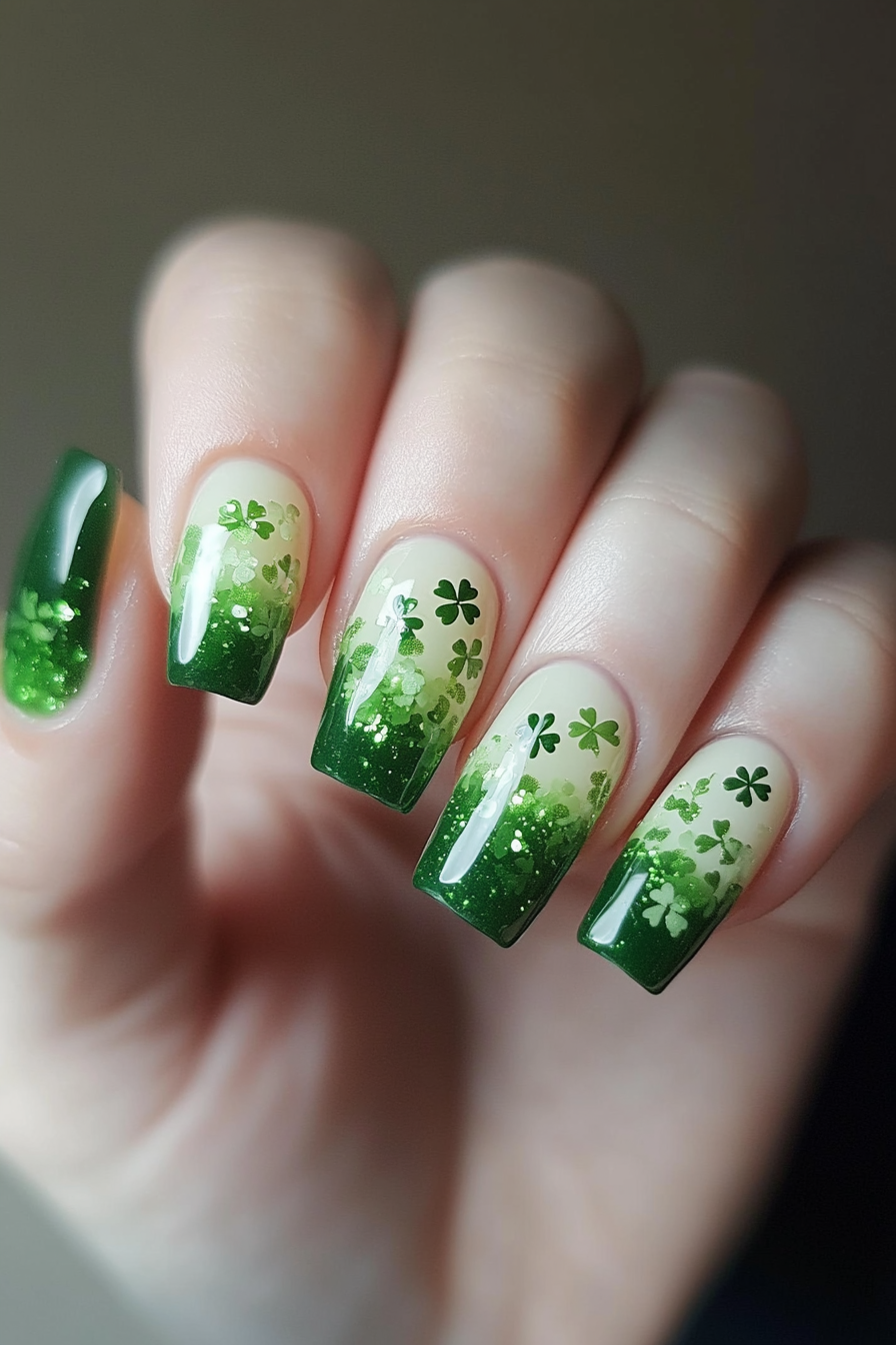 10. Green Ombre Glow (St Patrick'S Day Nail Design Ideas) - St Patrick'S Day Nail Design Ideas