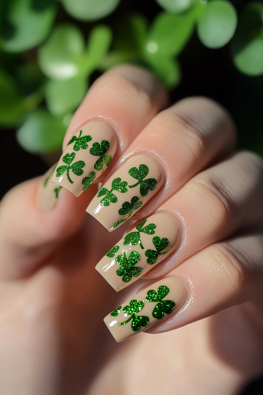 11. Sparkling Shamrocks (St Patrick'S Day Nail Design Ideas) - St Patrick'S Day Nail Design Ideas