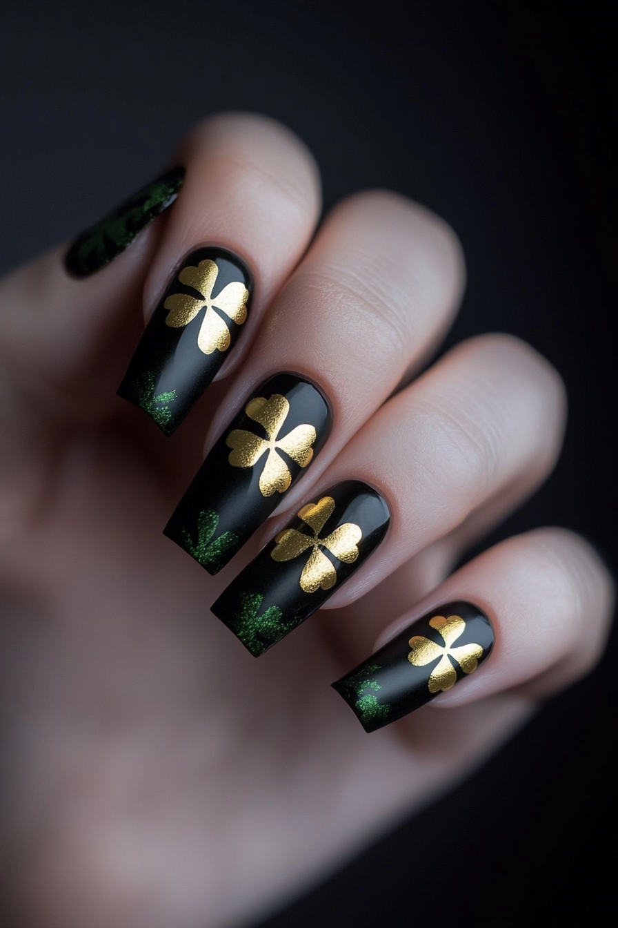 12. Golden Clover Gleam (St Patrick'S Day Nail Design Ideas) - St Patrick'S Day Nail Design Ideas