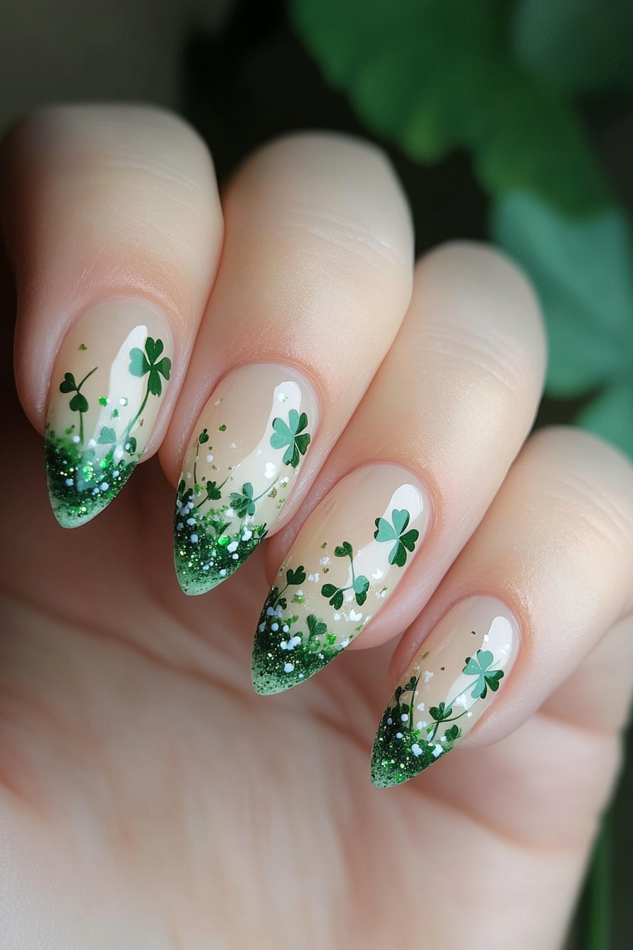 18. Frosted Clover Field (St Patrick'S Day Nail Design Ideas) - St Patrick'S Day Nail Design Ideas