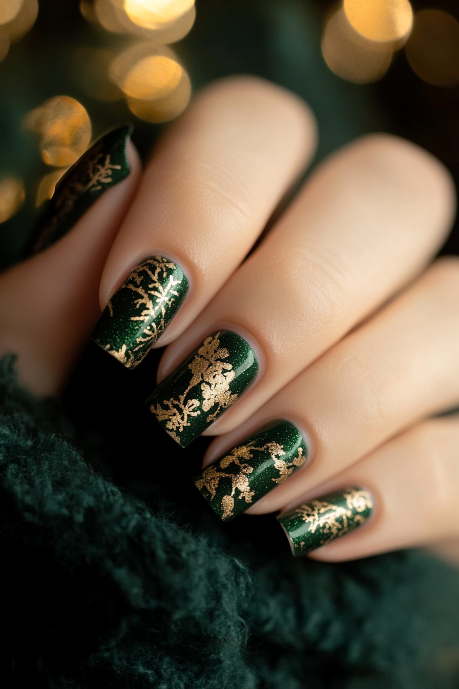 19. Gaelic Script Glam (St Patrick'S Day Nail Design Ideas) - St Patrick'S Day Nail Design Ideas