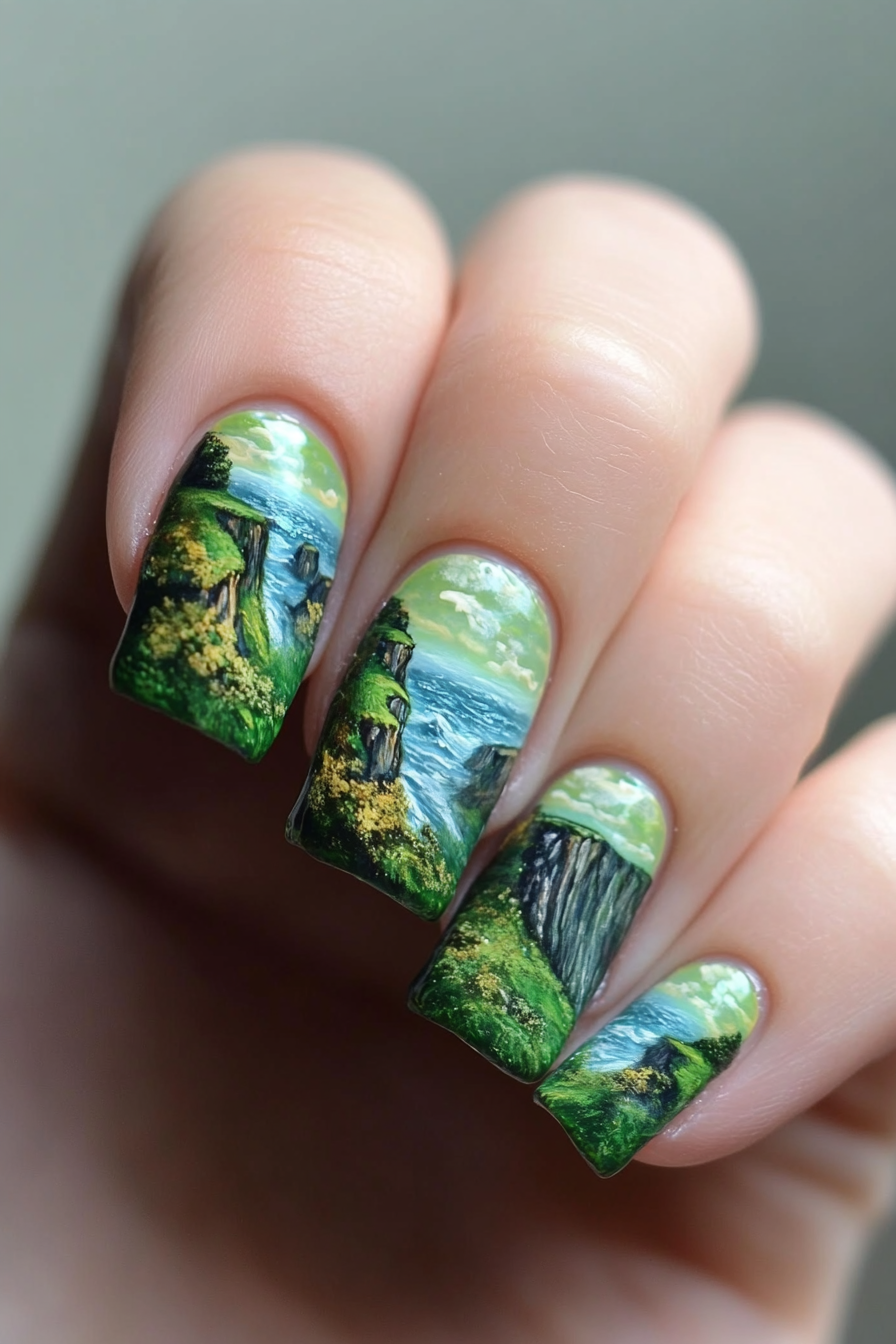 22. Emerald Isle Escape (St Patrick'S Day Nail Design Ideas) - St Patrick'S Day Nail Design Ideas