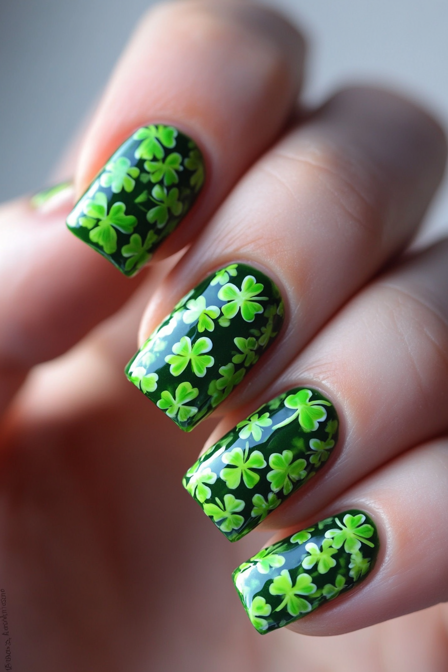 24. Clover Field Day (St Patrick'S Day Nail Design Ideas) - St Patrick'S Day Nail Design Ideas