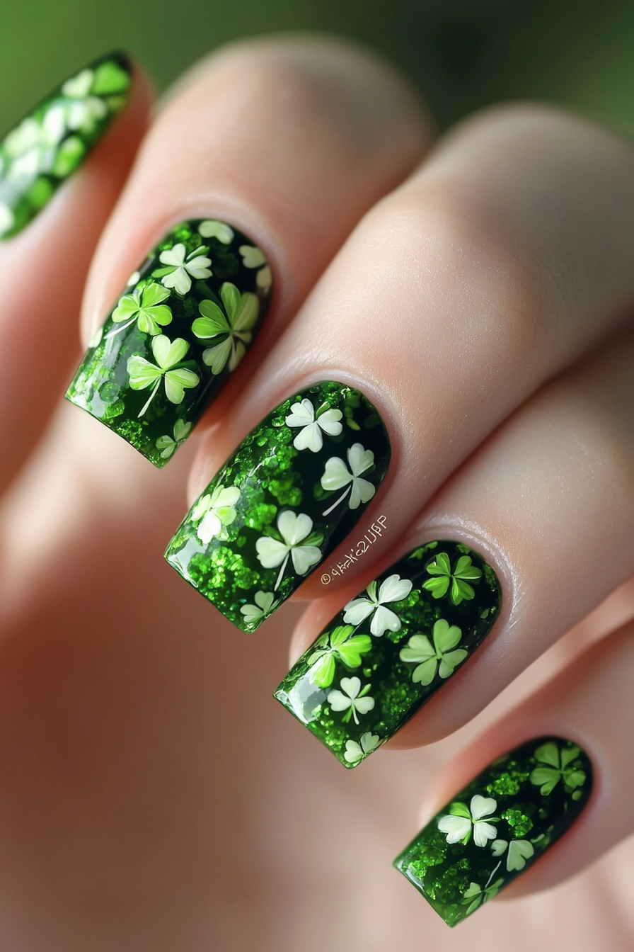 26. Riverdance Reflection (St Patrick'S Day Nail Design Ideas) - St Patrick'S Day Nail Design Ideas