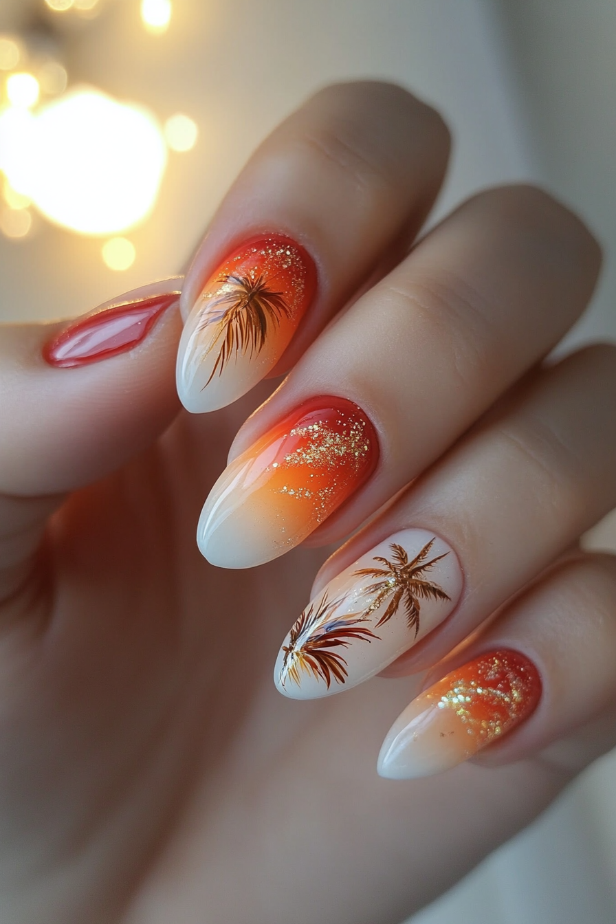 1. Sunset Glow (Tropical Nail Design Ideas) - Tropical Nail Design Ideas