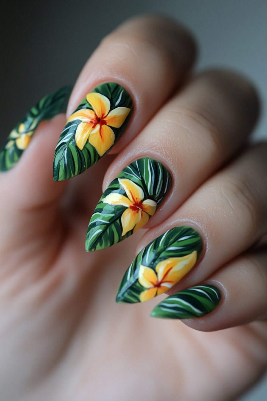 3. Tropical Foliage (Tropical Nail Design Ideas) - Tropical Nail Design Ideas