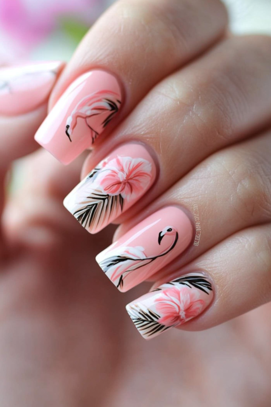 6. Flamingo Pink (Tropical Nail Design Ideas) - Tropical Nail Design Ideas