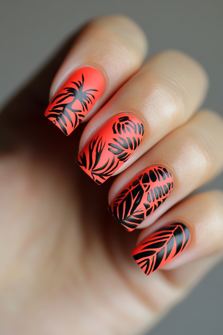 12. Tiki Torch Red (Tropical Nail Design Ideas) - Tropical Nail Design Ideas