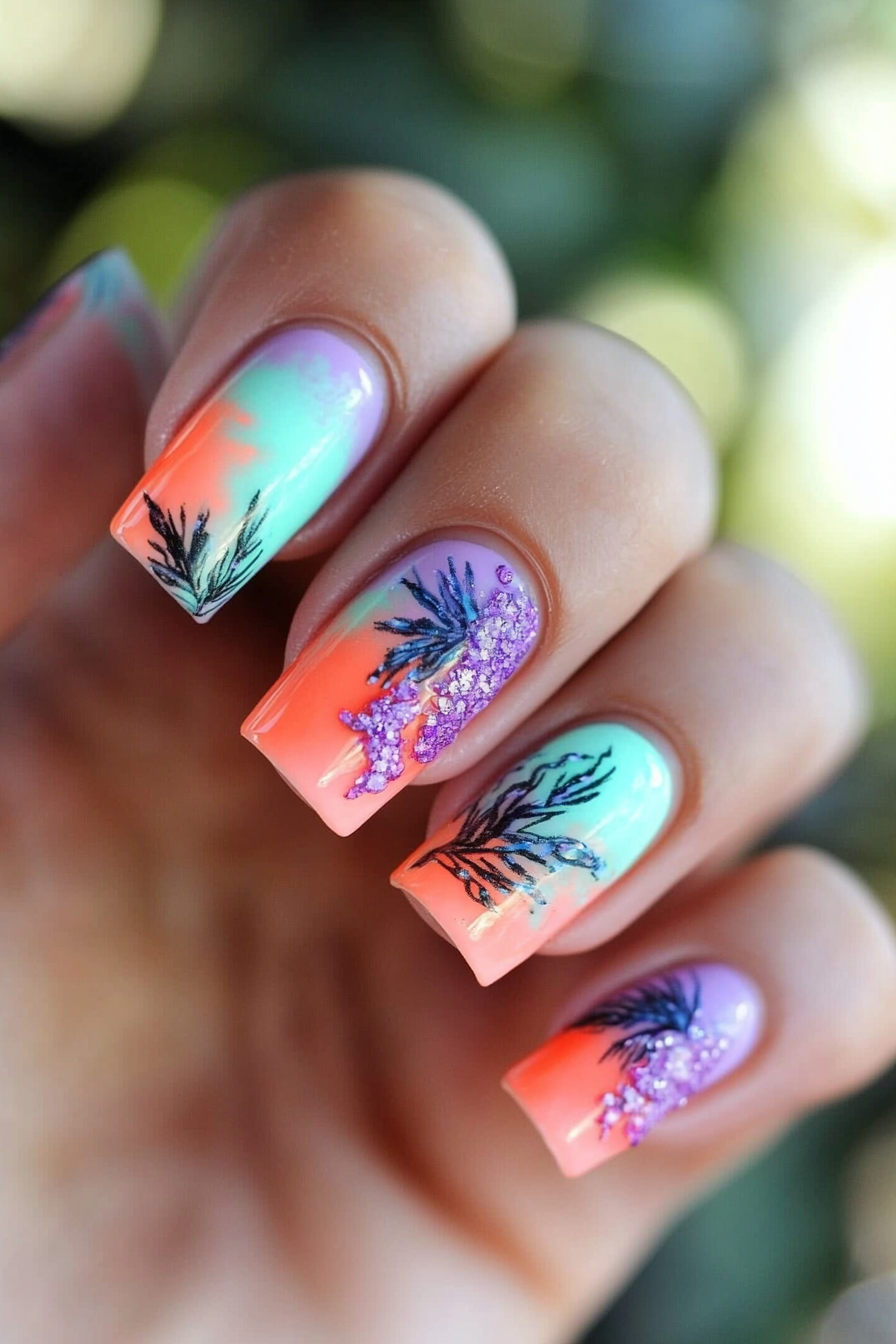 13. Coral Reef Dream (Tropical Nail Design Ideas) - Tropical Nail Design Ideas