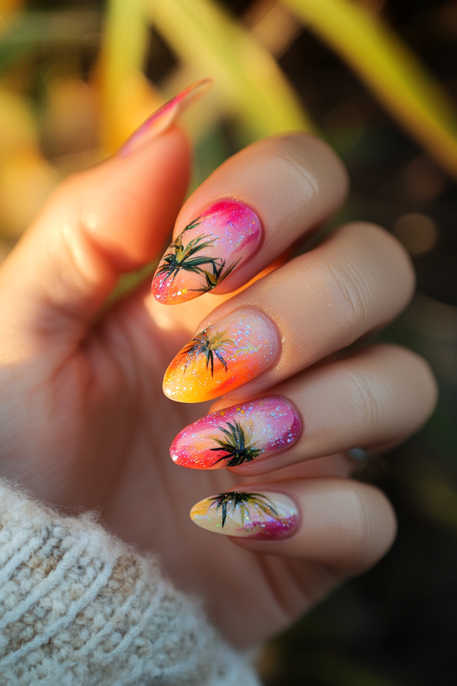 14. Tropical Sunset (Tropical Nail Design Ideas) - Tropical Nail Design Ideas