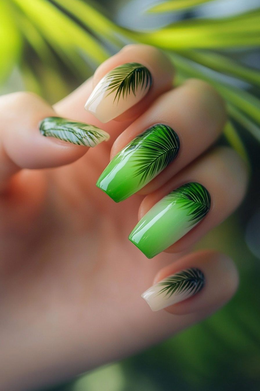 20. Palm Whisper (Tropical Nail Design Ideas) - Tropical Nail Design Ideas