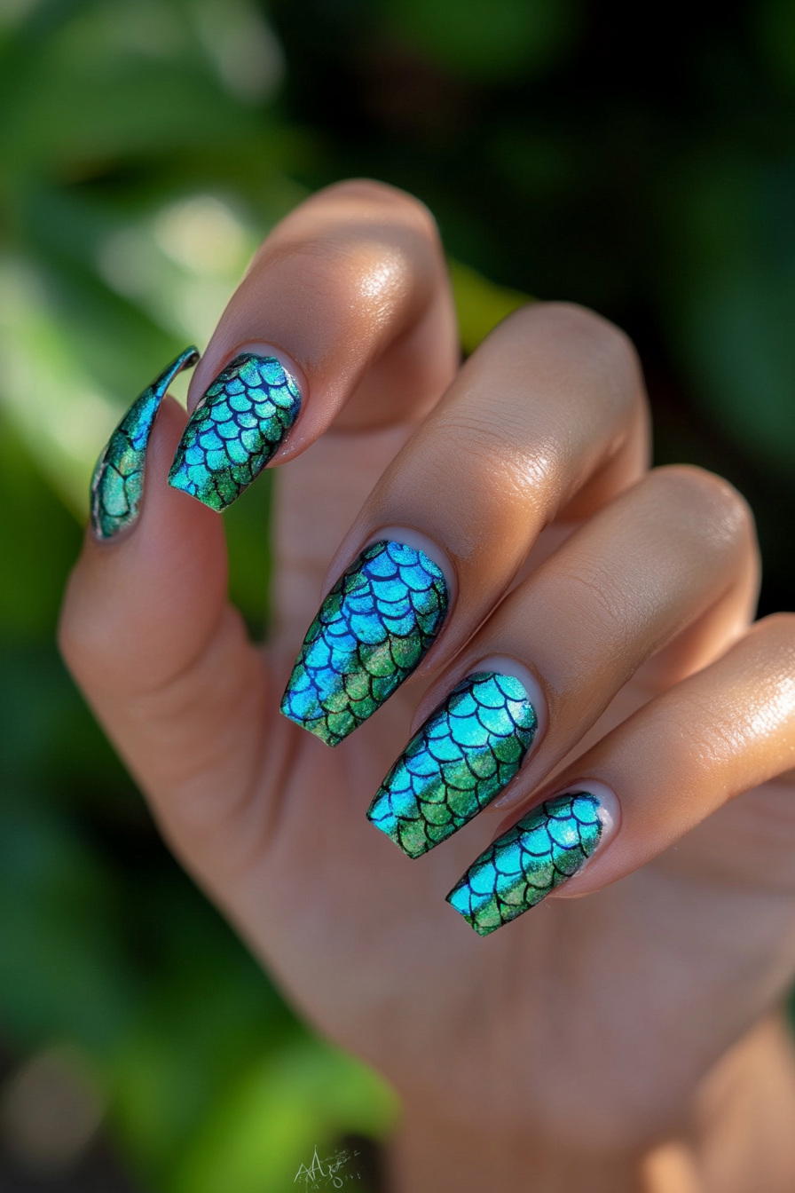 22. Mermaid Magic (Tropical Nail Design Ideas) - Tropical Nail Design Ideas