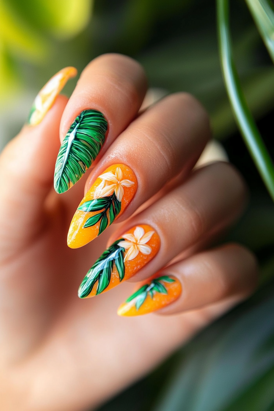 25. Volcanic Orange (Tropical Nail Design Ideas) - Tropical Nail Design Ideas