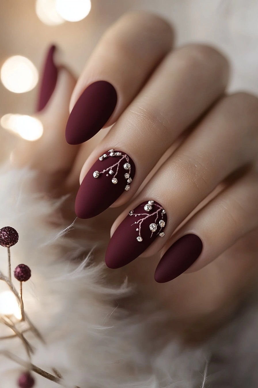 9. Majestic Maroon (Wedding Nail Design Ideas) - Wedding Nail Design Ideas