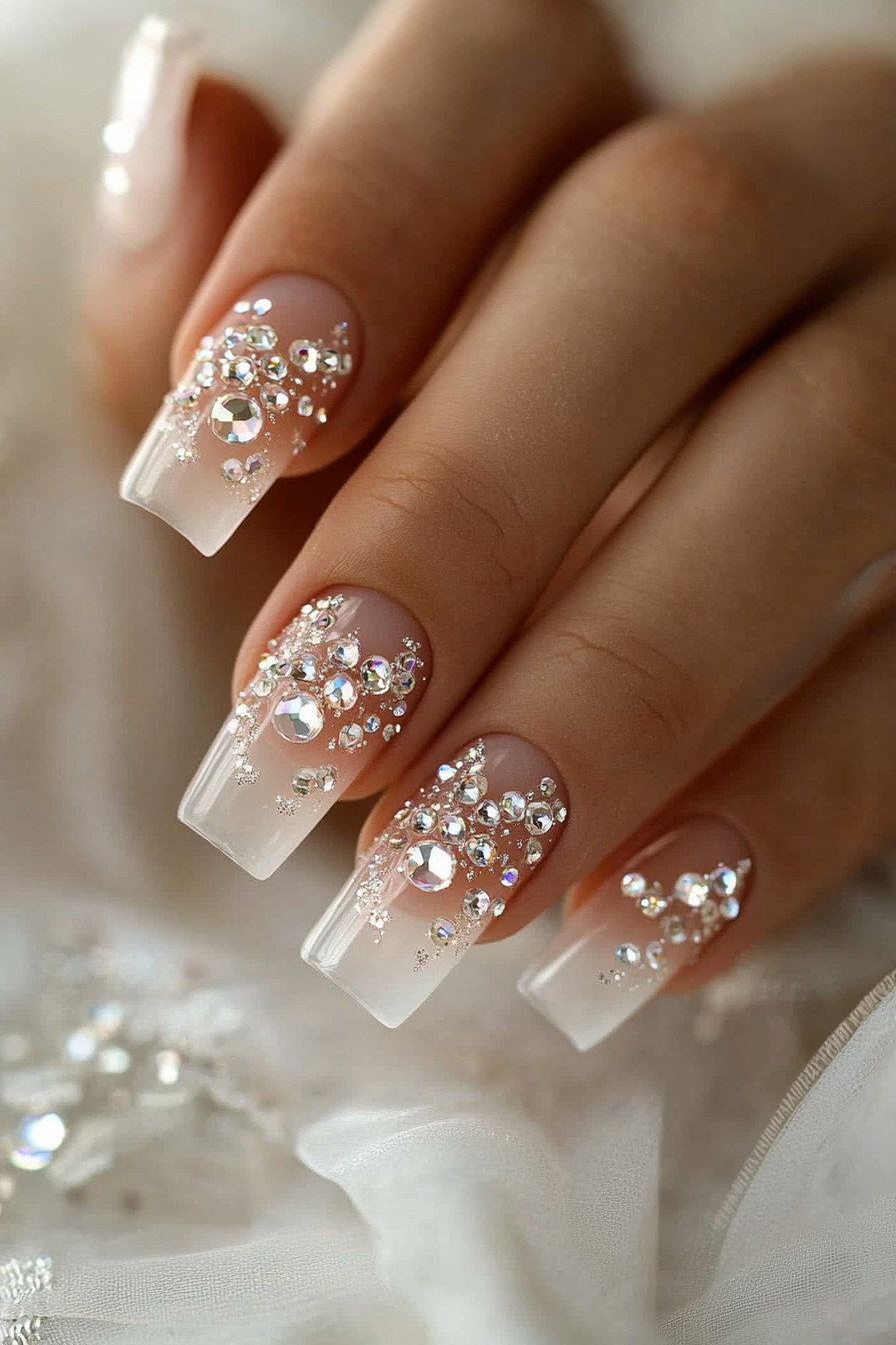 14. Crystal Clear Vows (Wedding Nail Design Ideas) - Wedding Nail Design Ideas