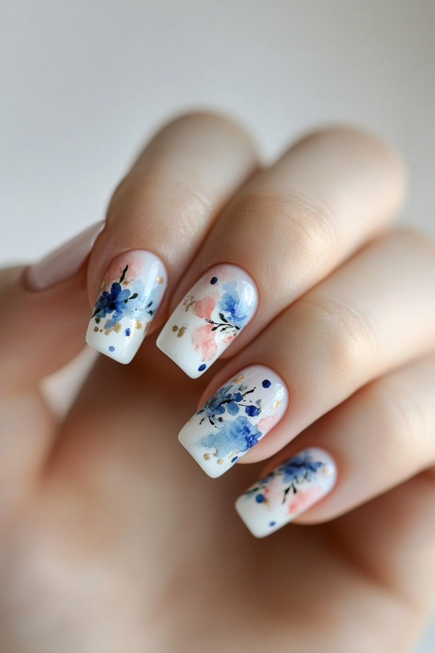 17. Whimsical Watercolors (Wedding Nail Design Ideas) - Wedding Nail Design Ideas
