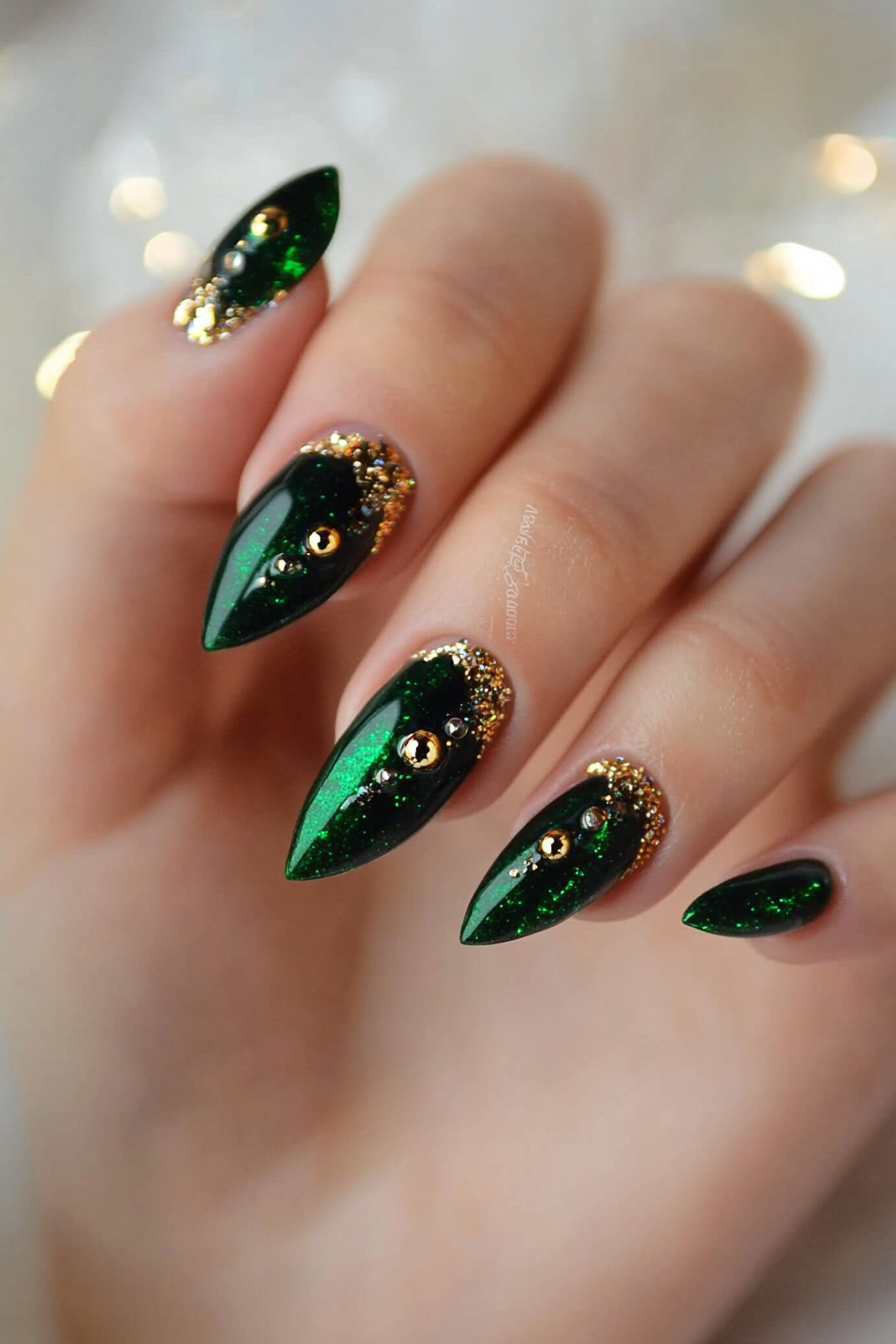 22. Emerald Elegance (Wedding Nail Design Ideas) - Wedding Nail Design Ideas