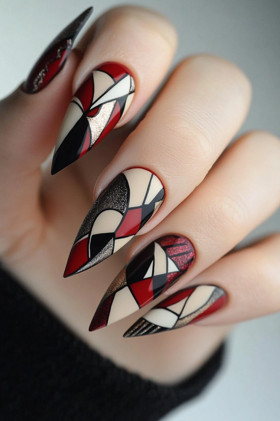 3. Geometric Jazz (Abstract Nail Design Ideas) - Abstract Nail Design Ideas