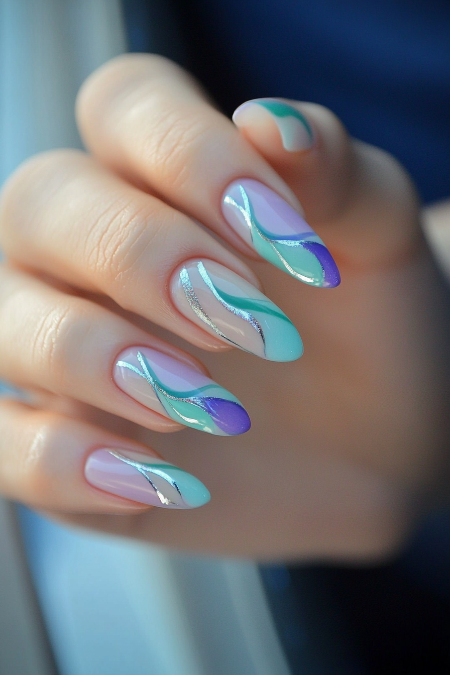 4. Whimsical Waves (Abstract Nail Design Ideas) - Abstract Nail Design Ideas