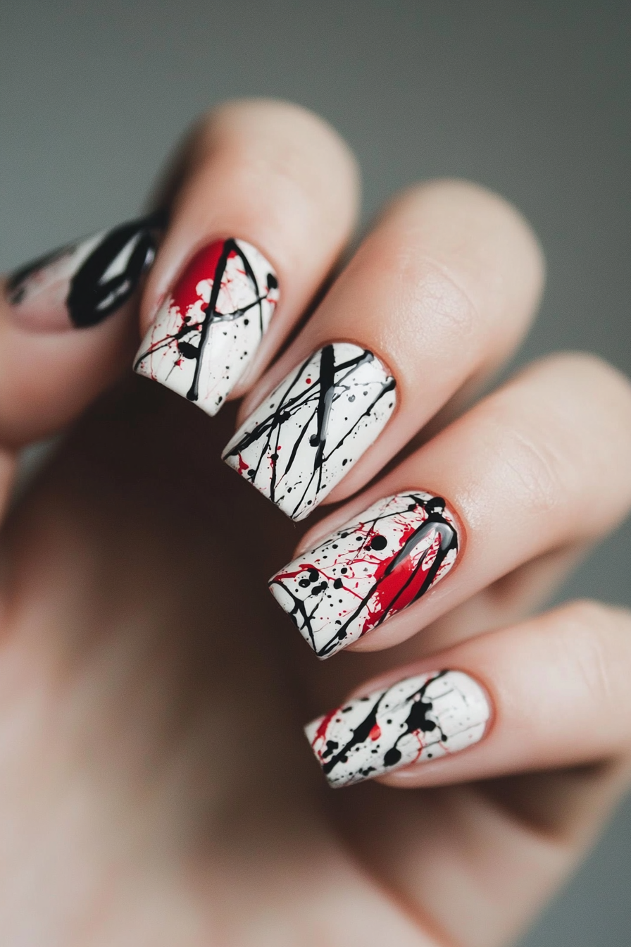 7. Pollock-Inspired (Abstract Nail Design Ideas) - Abstract Nail Design Ideas