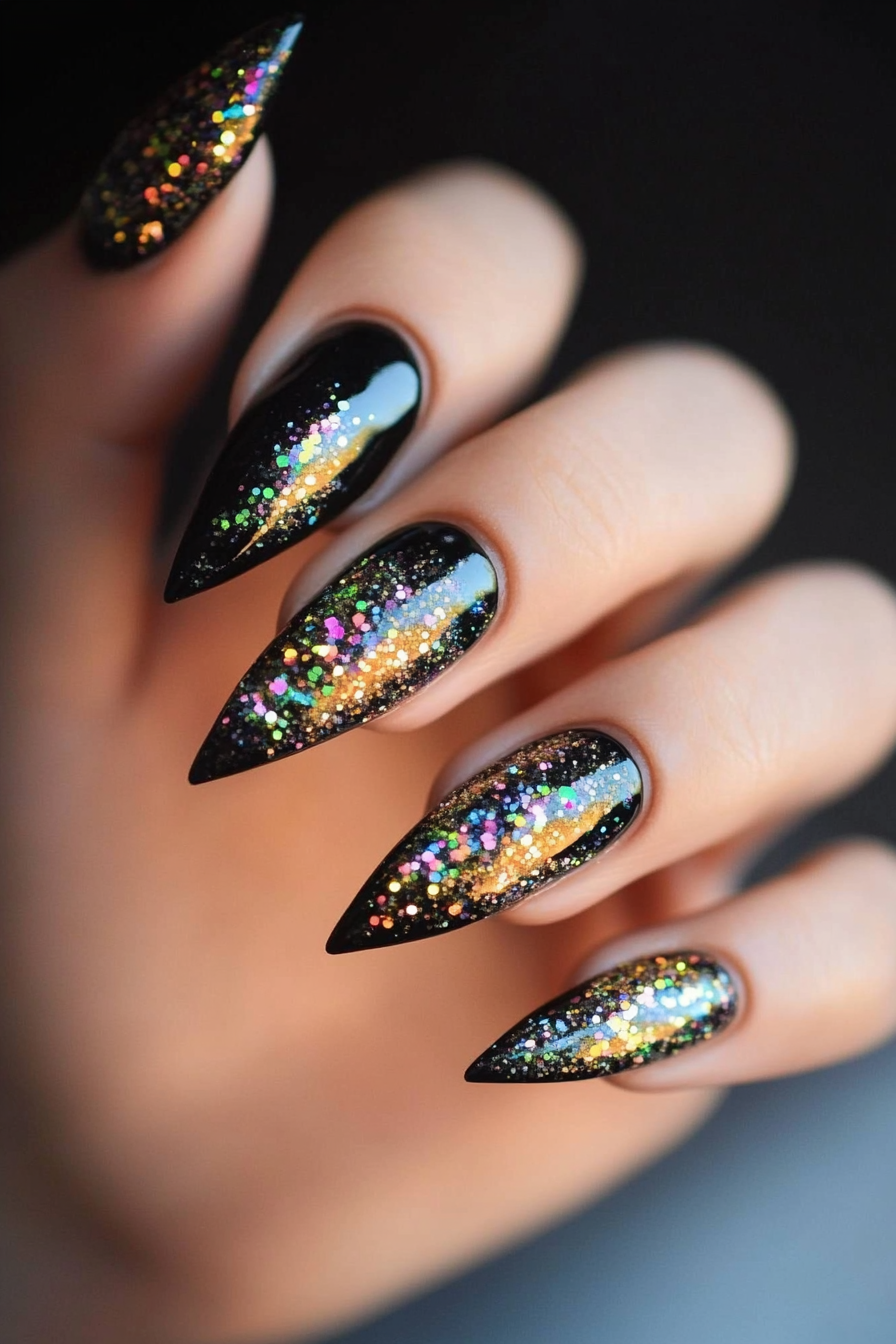 9. Glitter Galore (Abstract Nail Design Ideas) - Abstract Nail Design Ideas