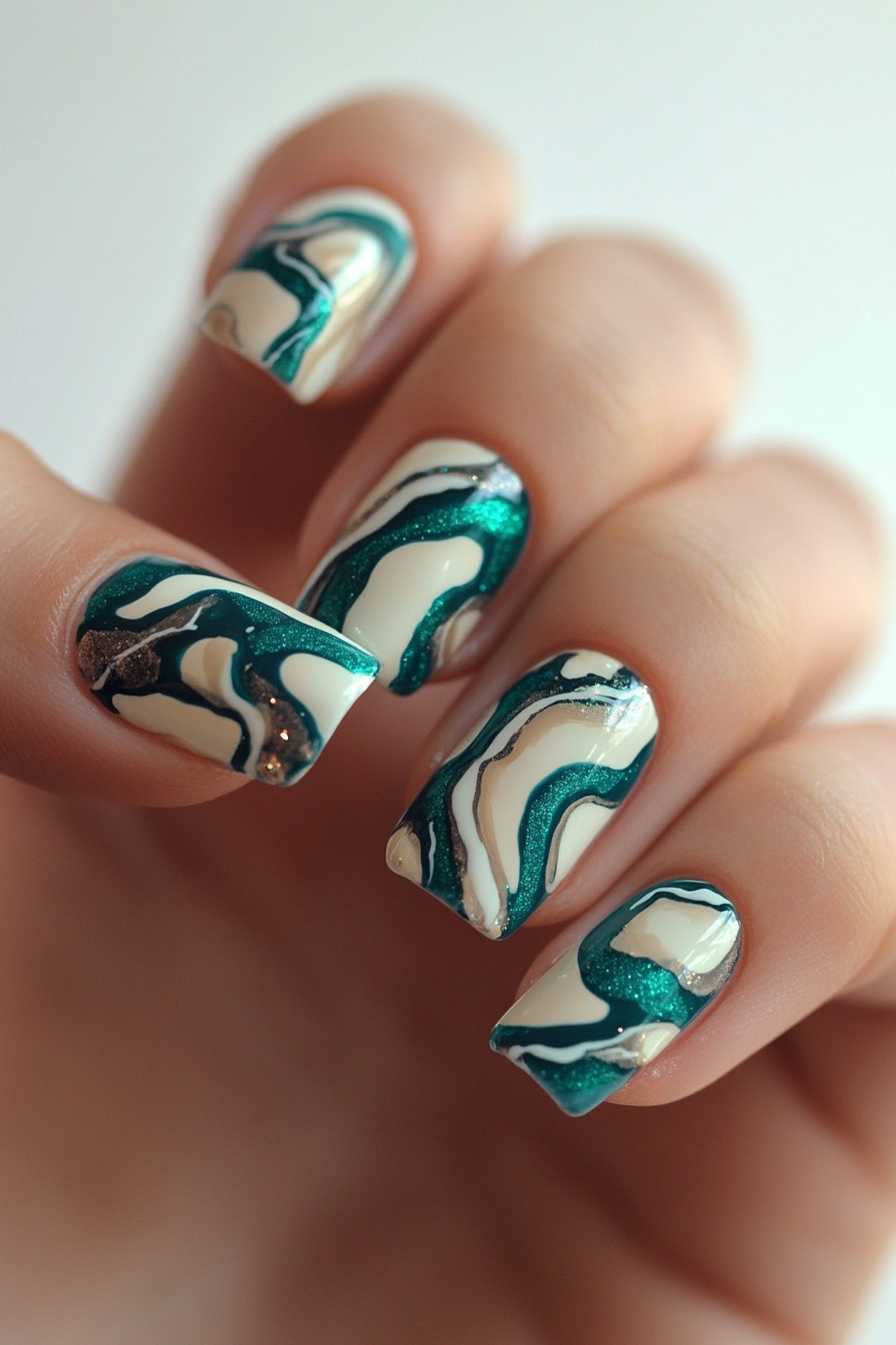 10. Ocean Ripple (Abstract Nail Design Ideas) - Abstract Nail Design Ideas