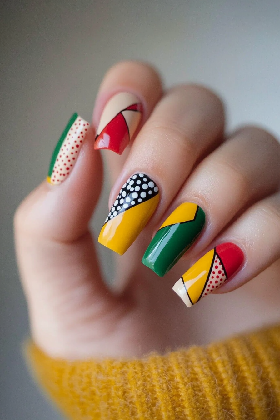 14. Retro Pop Art (Abstract Nail Design Ideas) - Abstract Nail Design Ideas
