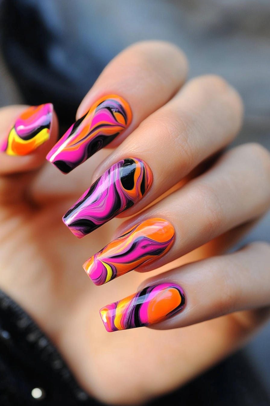 17. Psychedelic Swirls (Abstract Nail Design Ideas) - Abstract Nail Design Ideas
