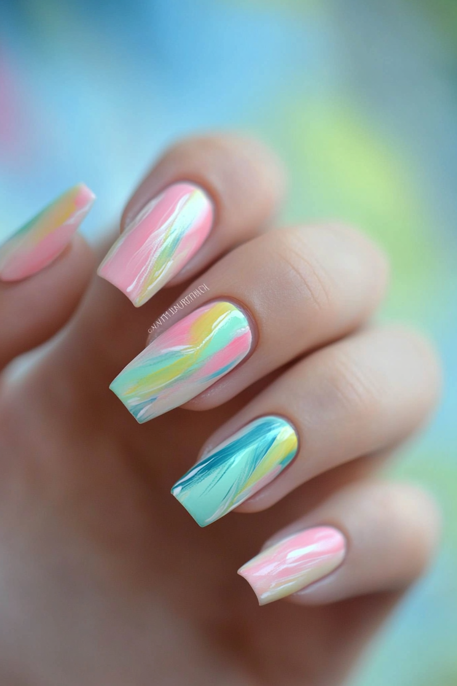 18. Impressionist Brush (Abstract Nail Design Ideas) - Abstract Nail Design Ideas
