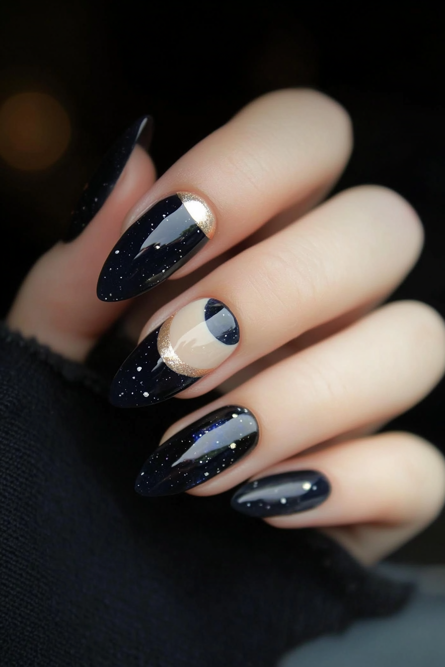 20. Lunar Eclipse (Abstract Nail Design Ideas) - Abstract Nail Design Ideas