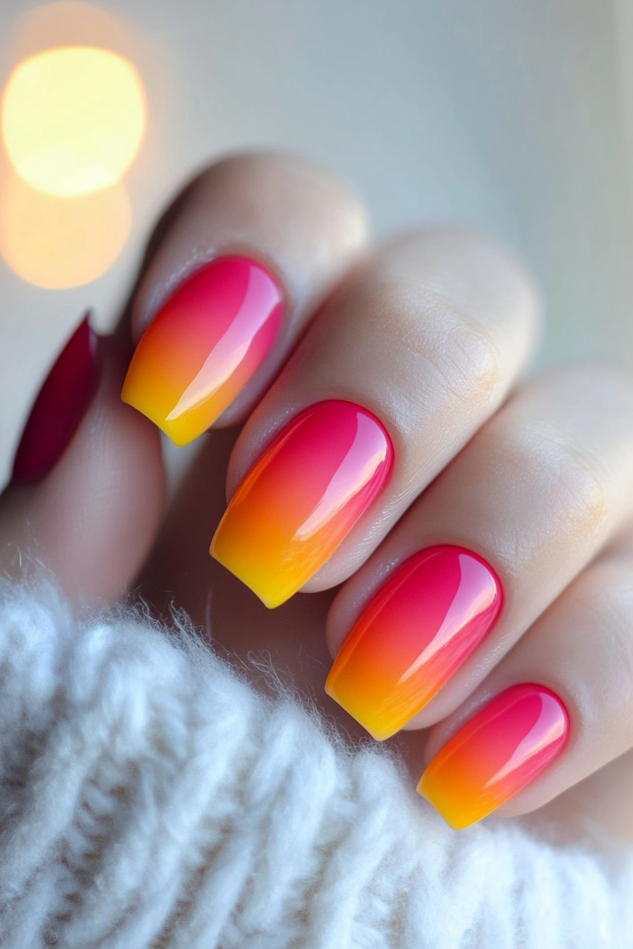 2. Sunset Ombré (Beautiful Nail Design Ideas) - Beautiful Nail Design Ideas
