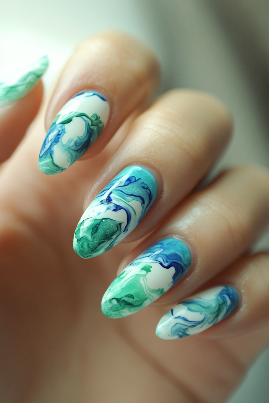 8. Watercolor Waves (Beautiful Nail Design Ideas) - Beautiful Nail Design Ideas