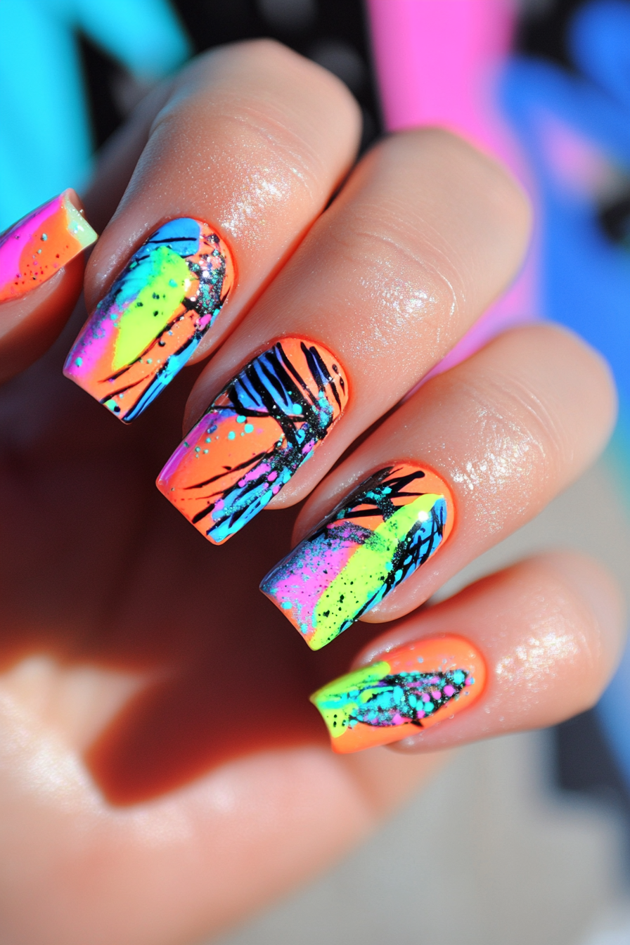 22. Neon Pop (Beautiful Nail Design Ideas) - Beautiful Nail Design Ideas