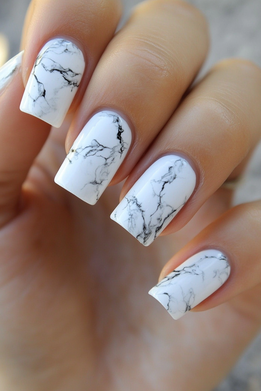 23. Marbled Elegance (Beautiful Nail Design Ideas) - Beautiful Nail Design Ideas