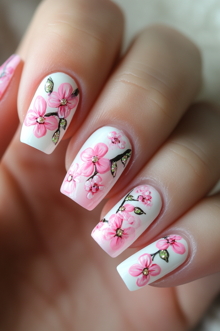 2. Cherry Blossom Festival (Birthday Nail Design Ideas) - Birthday Nail Design Ideas