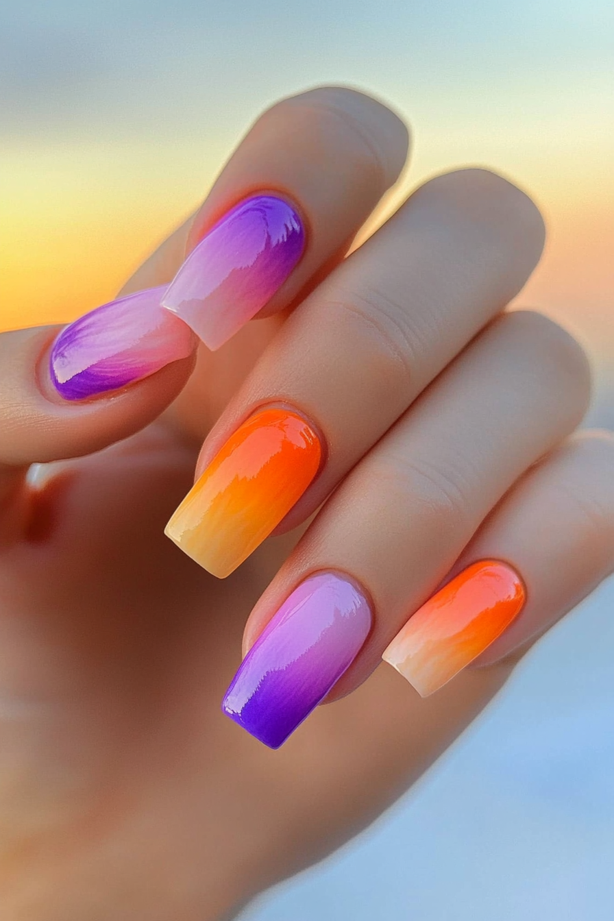 5. Sunset Glow (Birthday Nail Design Ideas) - Birthday Nail Design Ideas