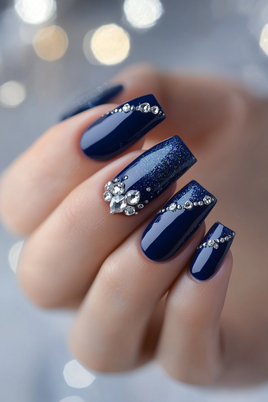 7. Elegant Sapphire (Birthday Nail Design Ideas) - Birthday Nail Design Ideas