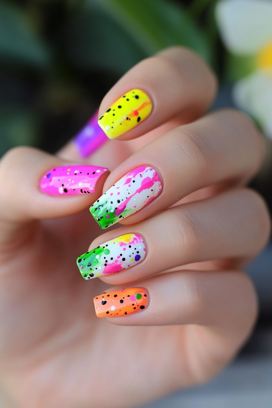 9. Neon Splash (Birthday Nail Design Ideas) - Birthday Nail Design Ideas