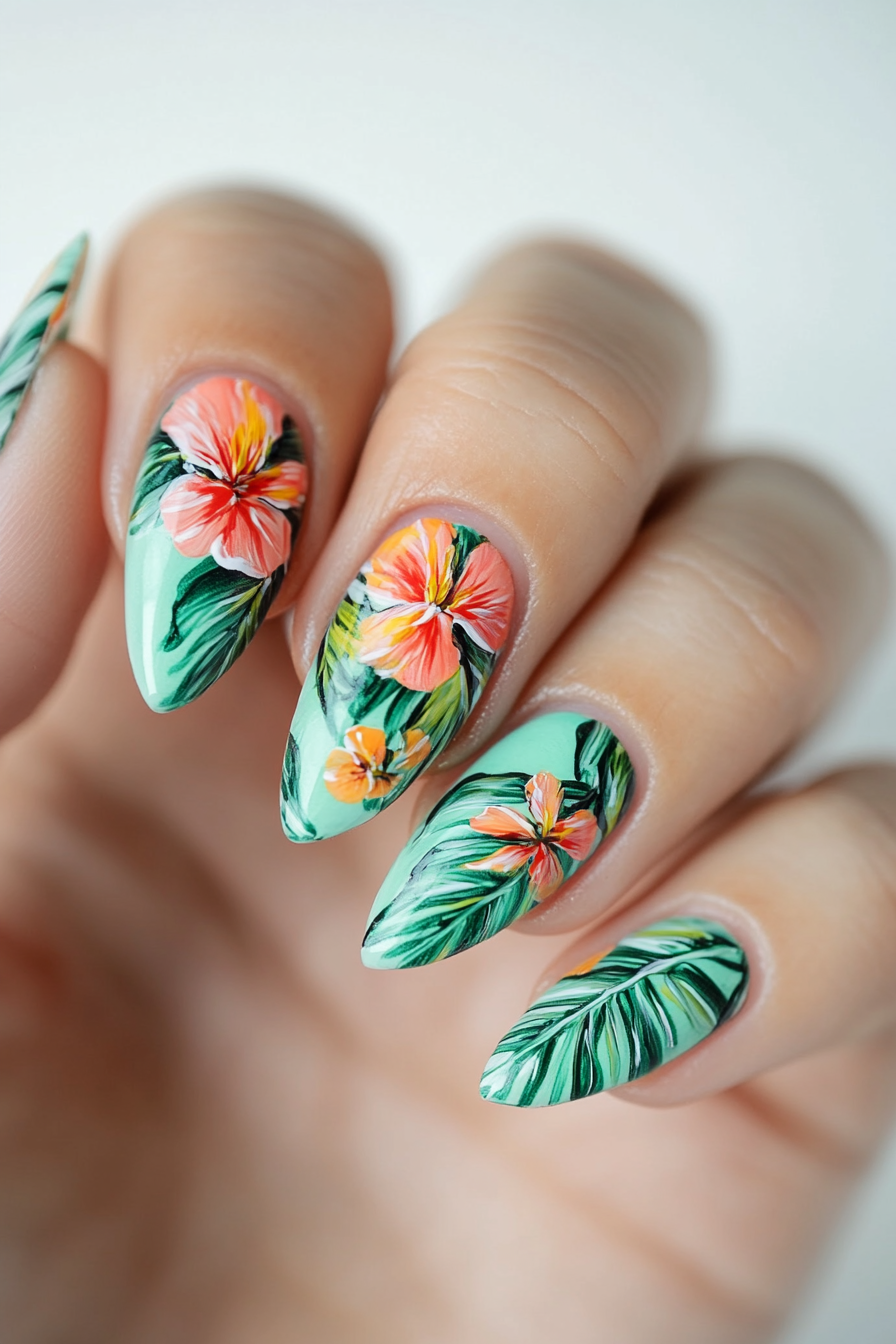 15. Tropical Paradise (Birthday Nail Design Ideas) - Birthday Nail Design Ideas